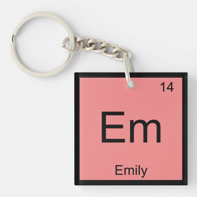 Emily Name Chemistry Element Periodic Table Keychain (Front)