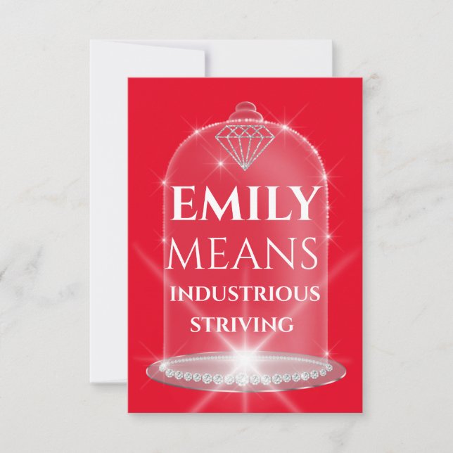 Emily Name Meaning Diamond Birthday Red Invitation (Front)
