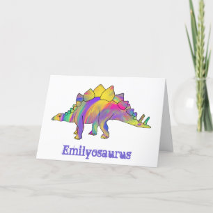 Emily osaurus Colourful Stegosaurus Dinosaur Art Holiday Card