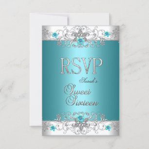 Emily RSVP Sweet Sixteen 16 Fête Teal Bleu
