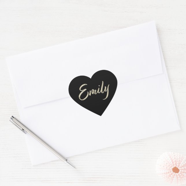 Emily white gold Handwriting Autocollant Coeur (Enveloppe)