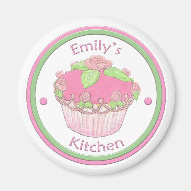Emily's Kitchen Rose CupCake Magnet (Front)