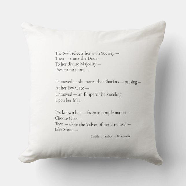 Emily's Poem Throw Pillow (Front)