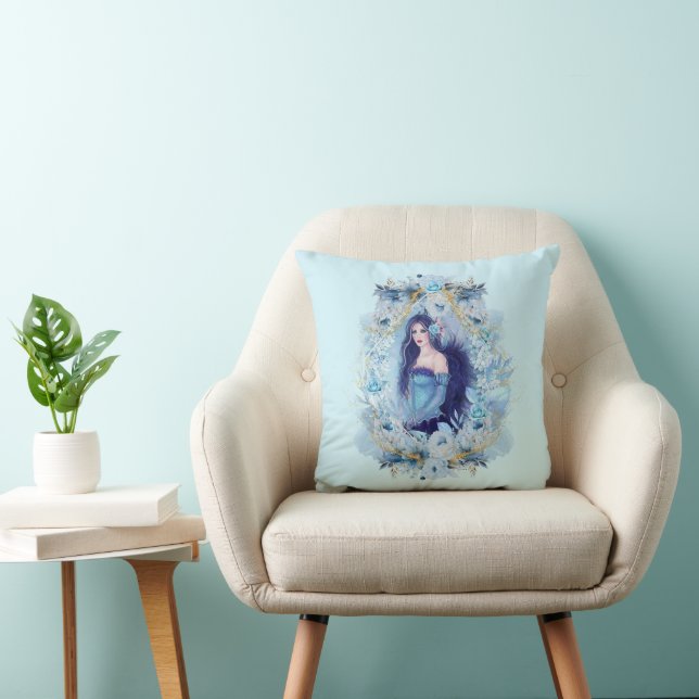 Emma angel with flowers Ornament Throw Pillow (Chair)