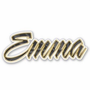 Emma black gold lettering sticker