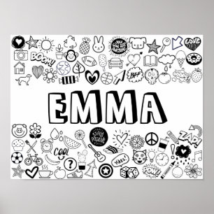 'EMMA' Colour-it-Yourself Outline Design Poster