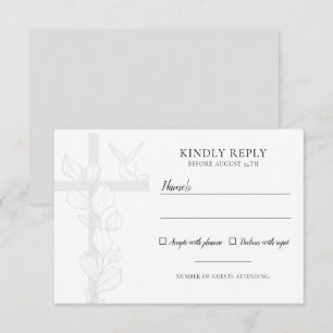 Emma Elegant Cross & Doves Christian Wedding RSVP Card