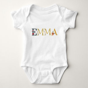 EMMA First Name Elegant Embroidered Baby Bodysuit