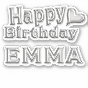 Emma Happy Birthday Silver Autocollants