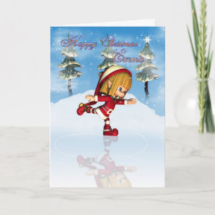 Emma Happy Christmas Moonies cutie Elf skating Holiday Card