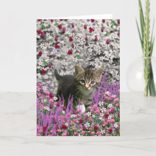 Emma in Flowers I – Little Grey Kitten Card