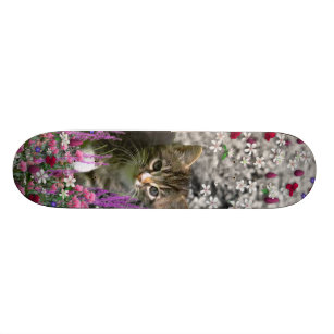 Emma in Flowers I – Little Grey Kitty Cat Skateboard