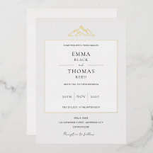 EMMA Mountain Minimalist Dove Grey Foil Invitation