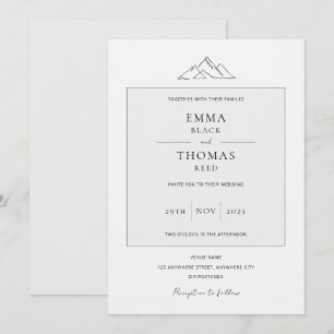 EMMA Mountain Minimalist Dove Grey Invitation
