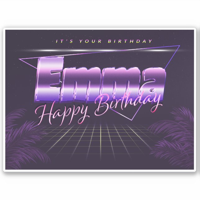 Emma name first name lila retro sticker birthday (Front)