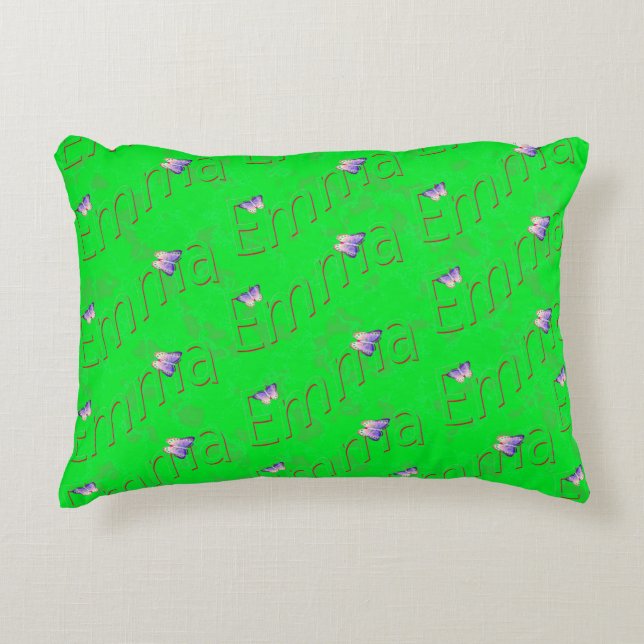 Emma Name Logos With Butterflies, Accent Pillow (Front)