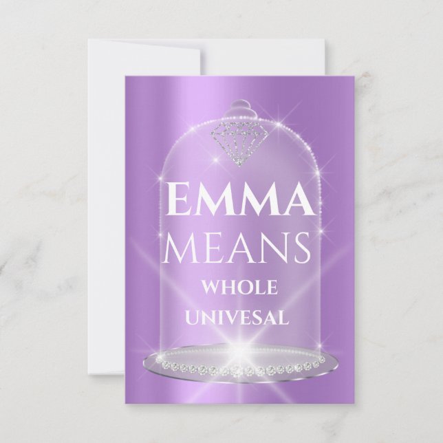 Emma Name Meaning Diamond Birthday Purple Invitation (Front)