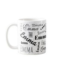 Emma Nom personnalisé Mug café blanc noir