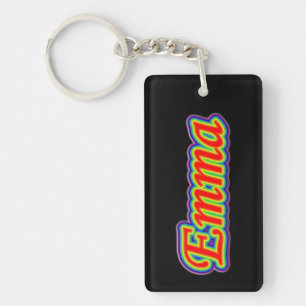 Emma - Rainbow - On Black Keychain