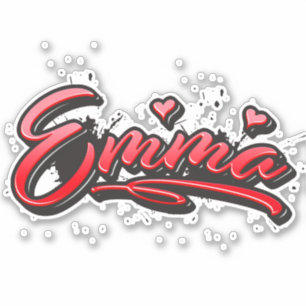 Emma red Heart Graffiti Autocollants