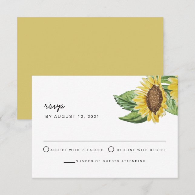 EMMA Rustic Country Sunflower Boho RSVP Card (Front/Back)