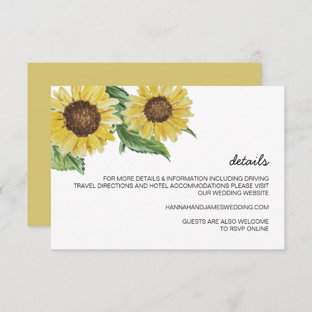 EMMA Rustic Country Watercolor Sunflower Invitation (Front/Back)
