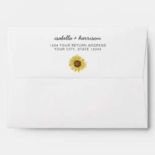 EMMA Rustic Sunflower Enveloppe avec adresse de re
