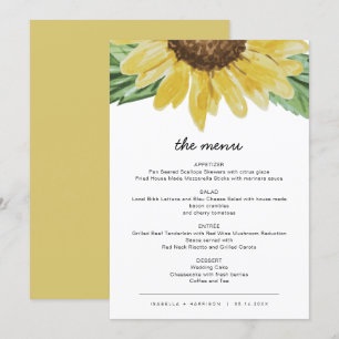 Emma - Rustic Sunflower Wedding Menu Cards