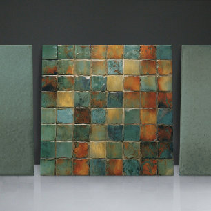 EMMA Sage Abstract Square Collection Faux Relief Tile