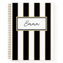 Emma Stripe Notebook in Black and White