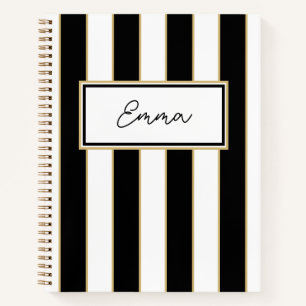 Emma Stripe Notebook in Black and White