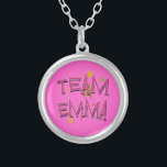 EMMA Team Emma Silver Plated Necklace<br><div class="desc">Team Emma! Fun and festive design, perfectly suited for any celebration. Great for birthday parties, bachelorette parties and wedding showers. Also great for team sports, twirl teams, or any occasion. This design is available on t-shirts and other apparel in tons of sizes, styles and colours, for men, women and kids....</div>