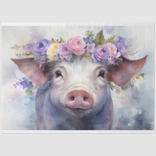 "Emma" Watercolor Pig 30x20 Decoupage Paper