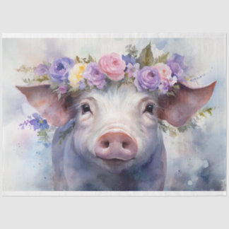 "Emma" Watercolor Pig 30x20 Decoupage Paper