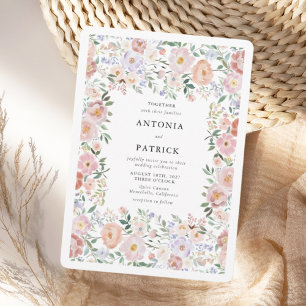 EMMA Watercolor Pink Floral Wedding Invitation