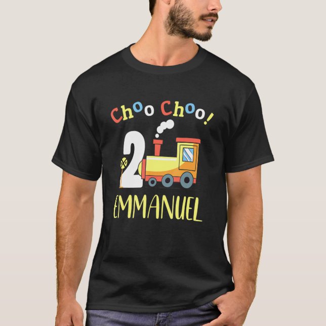 Emmanuel Choo Choo Two Train 2nd Birthday Turning  T-Shirt (Front)