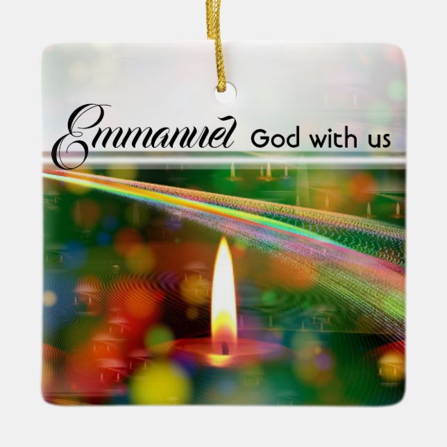 Emmanuel God With Us Matthew 1:23 Christmas Bible Ceramic Ornament (Front)