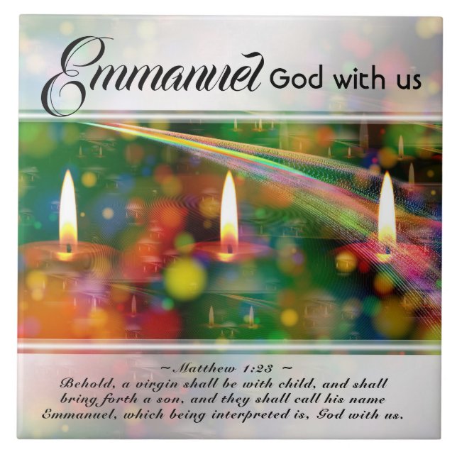 Emmanuel God With Us Matthew 1:23 Christmas Bible Tile (Front)