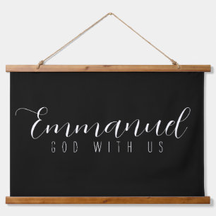  Emmanuel God With Us Wood Scroll Hanging Tapestry