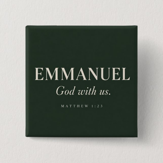 EMMANUEL | Matthew 1:23 | Christmas 2 Inch Square Button (Front)