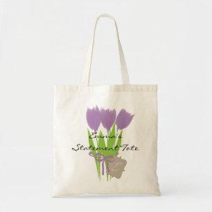 Emma's Cute Lilac Tulips Floral Statement Tote Bag
