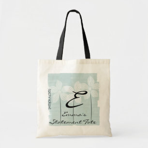 Emma's White Flowers Mint Statement Tote Bag