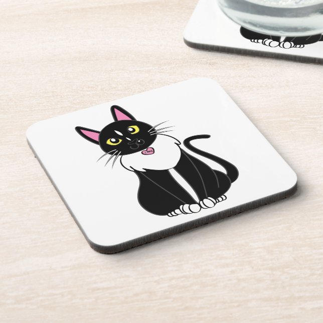 Emmy The Tuxedo Cat Coaster (Left Side)