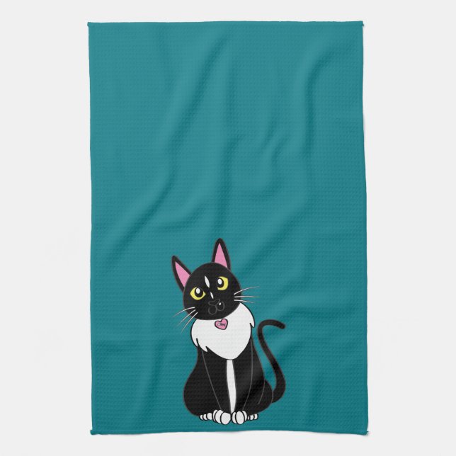 Emmy The Tuxedo Cat Kitchen Towel (Vertical)