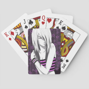 Emo Anime Girl Playing Cards