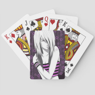 Emo Anime Girl Playing Cards