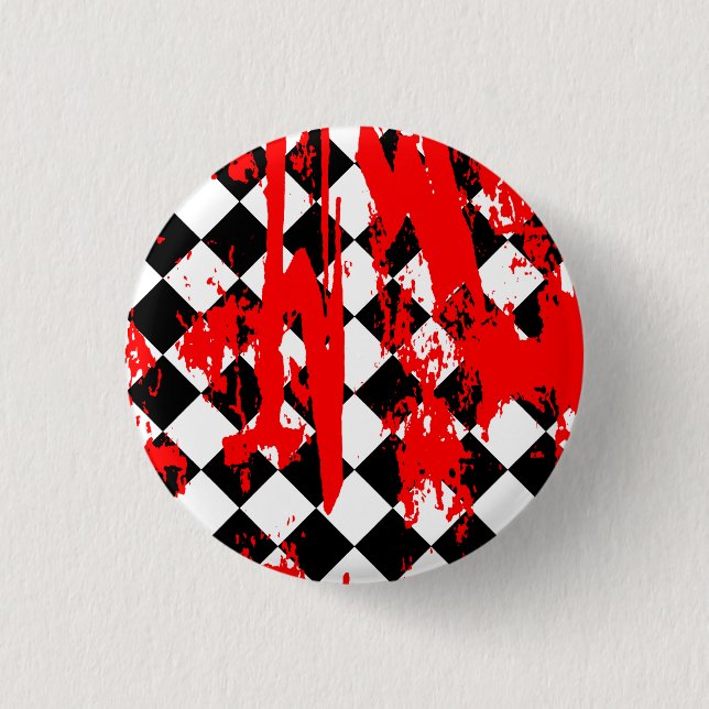 Emo Argyle Paint Splatter 1 Inch Round Button (Front)