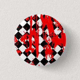 Emo Argyle Paint Splatter 1 Inch Round Button