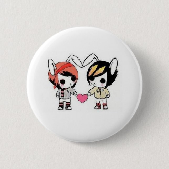 emo bunnies 2 inch round button (Front)