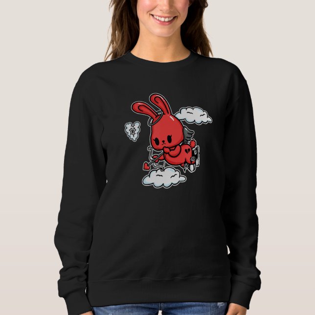 Emo Bunny Emo Angel Alt Aesthetic Soft Goth Valent Sweatshirt (Front)